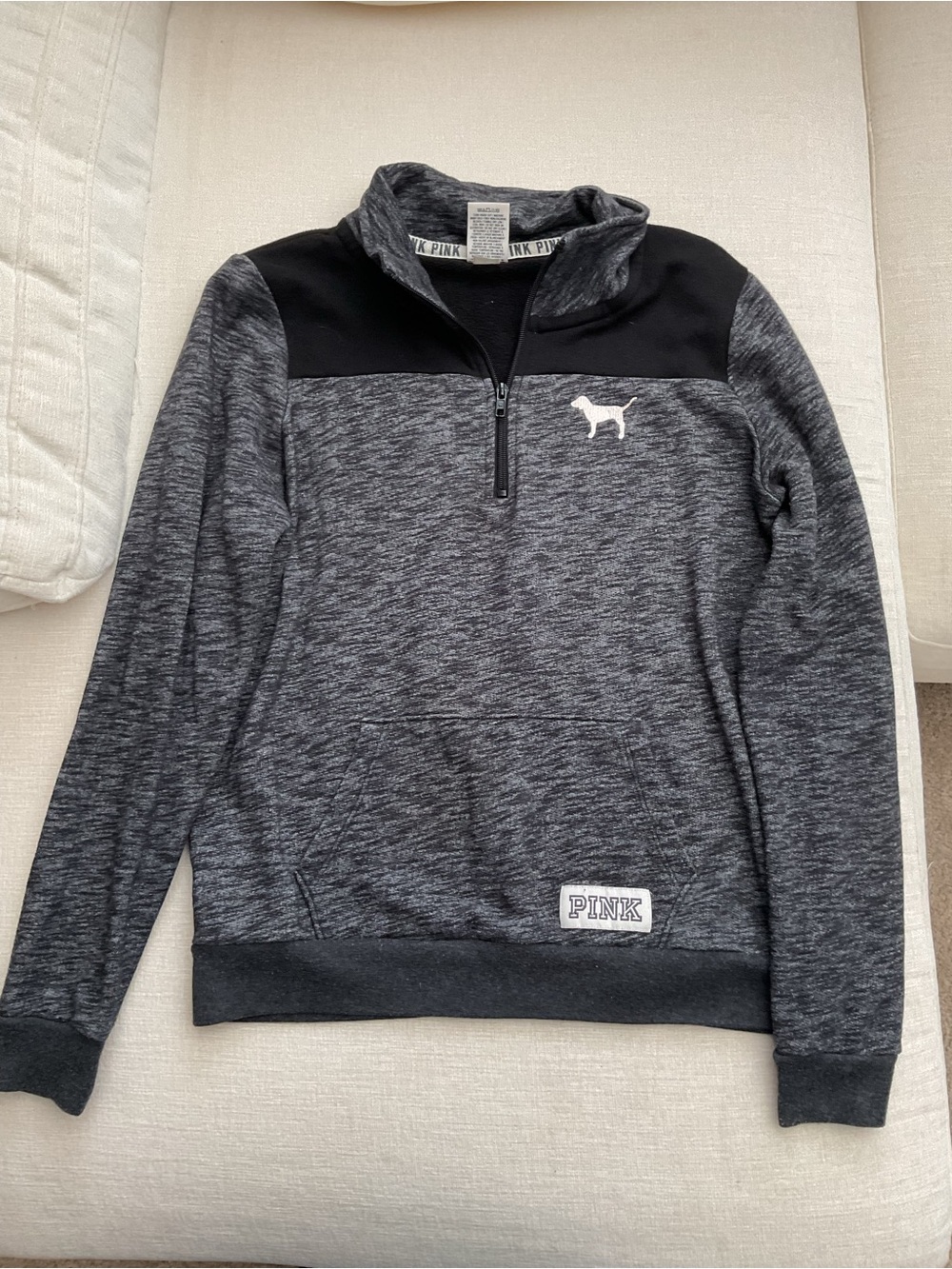 PINKw Victoria's Secret Charcoal Gray Quarter-Zip Pullover Sweater